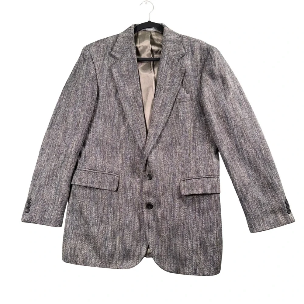 VTG Haggar 40L Herringbone Blazer Ivy League Academia Preppy USA Made Sport Coat